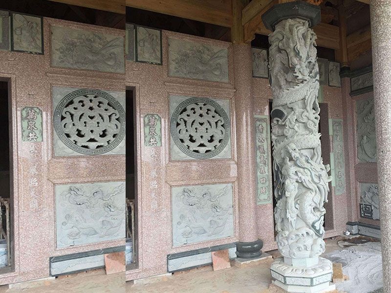 寺庙浮雕龙柱