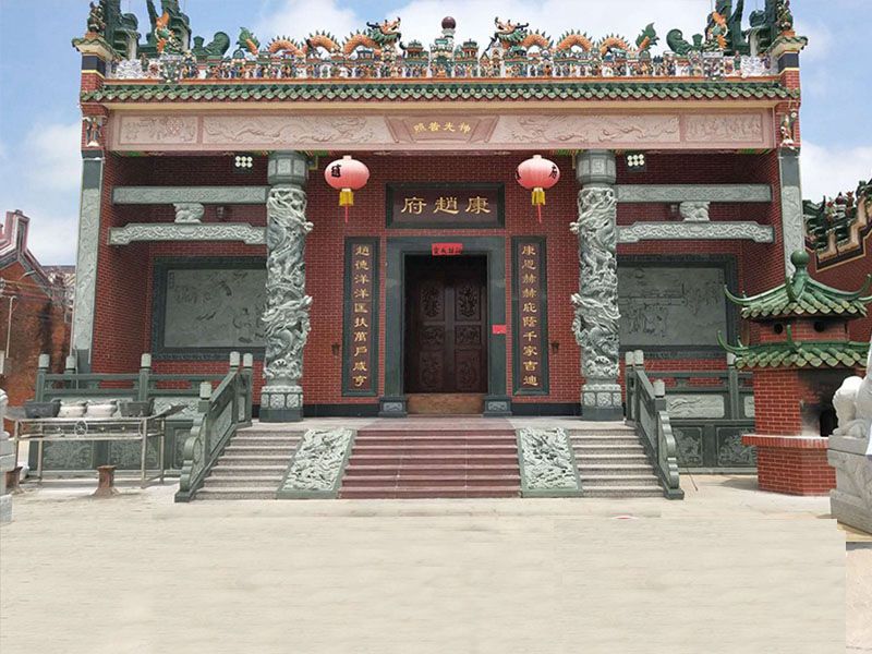 农村祠堂石龙柱效果