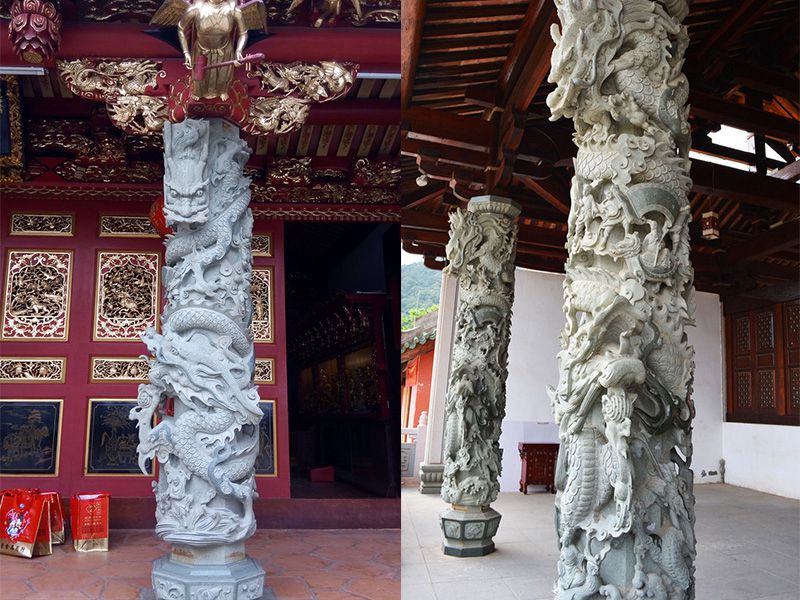 寺庙花岗岩石雕龙柱